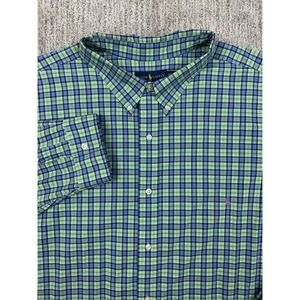 Polo Ralph Lauren Shirt Plaid L/S Button Down Green Blue Mens 4XLT Purple Pony